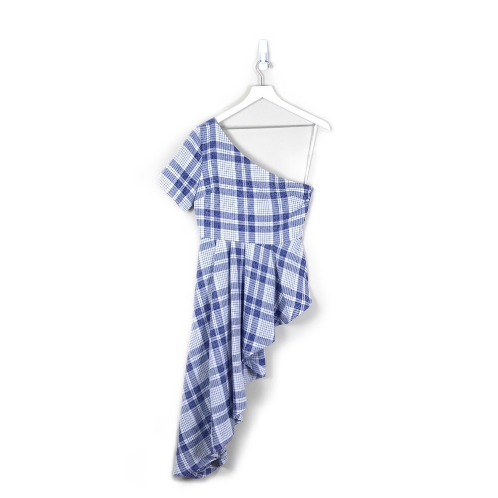 Endless Rose | Plaid One-Shoulder Asymmetric Top